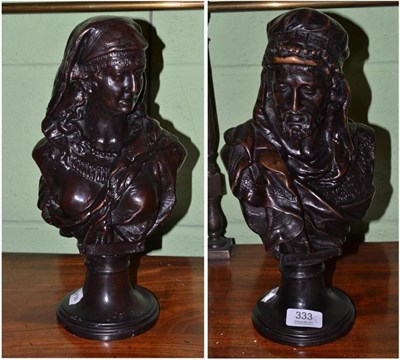 Lot 333 - Two bronze busts