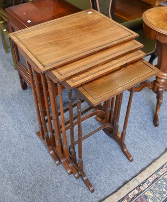 Lot 1184 - A 19th Century Rosewood Nest of Tables, raised...