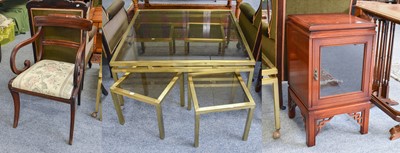 Lot 1183 - A Brass and Glass Coffee Table, 97cm square by...