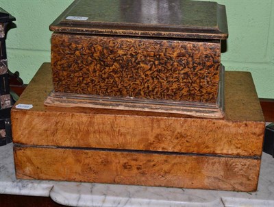 Lot 336 - Victorian burr walnut writing slope and a scumbled box