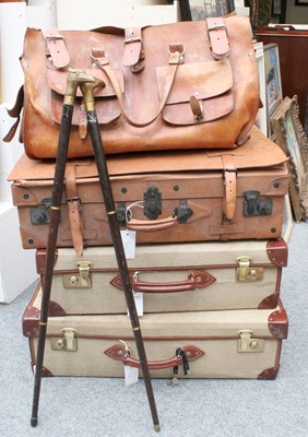 Lot 1455 - Two Papworth Leather Mounted Suitcases, a...