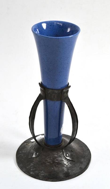 Lot 337 - Moorcroft vase and a pewter Arts & Crafts mount