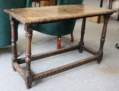 Lot 1191 - An 18th Century Carved Oak Side Table, 117cm...