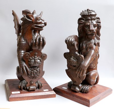 Lot 149 - A Pair of Victorian Carved Oak Newel Post...