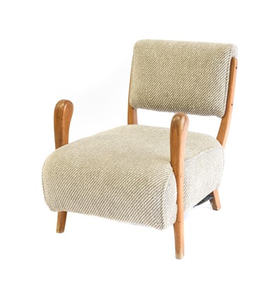 Lot 662 - A 1960s Ash Low Lounge Chair, upholstered seat...