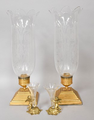 Lot 231 - Halcyon Days, a pair of gilt metal and glass...