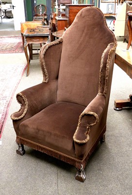 Lot 1315 - A 17th Century Style Wing Back Chair