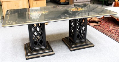 Lot 1435 - A Modern Laquered Twin Pedestal Dining Table,...