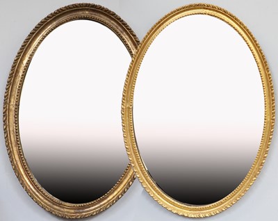 Lot 1285 - A Near Pair of George III Oval Gilt Framed...