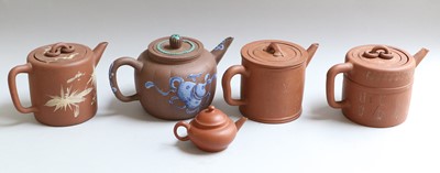 Lot 210 - A Group of Five Yi Xing Teapots, 20th century,...
