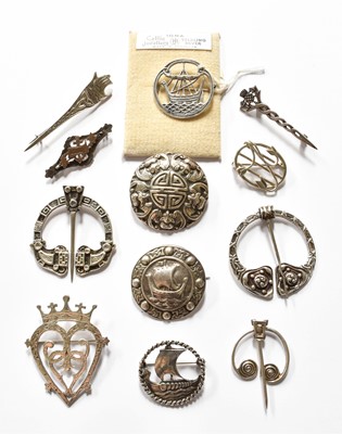 Lot 423 - Twelve Silver and White Metal Brooches, of...