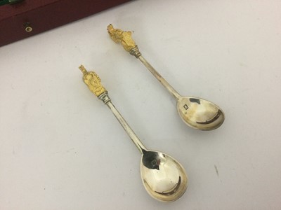 Lot 2119 - A Cased Set of Ten Elizabeth II Parcel-Gilt Silver Queen's Beast Spoons
