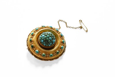 Lot 418 - A Victorian Turquoise Cluster Brooch, with...