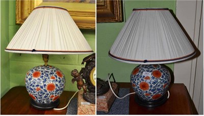 Lot 363 - A pair of Chinese vase table lamps