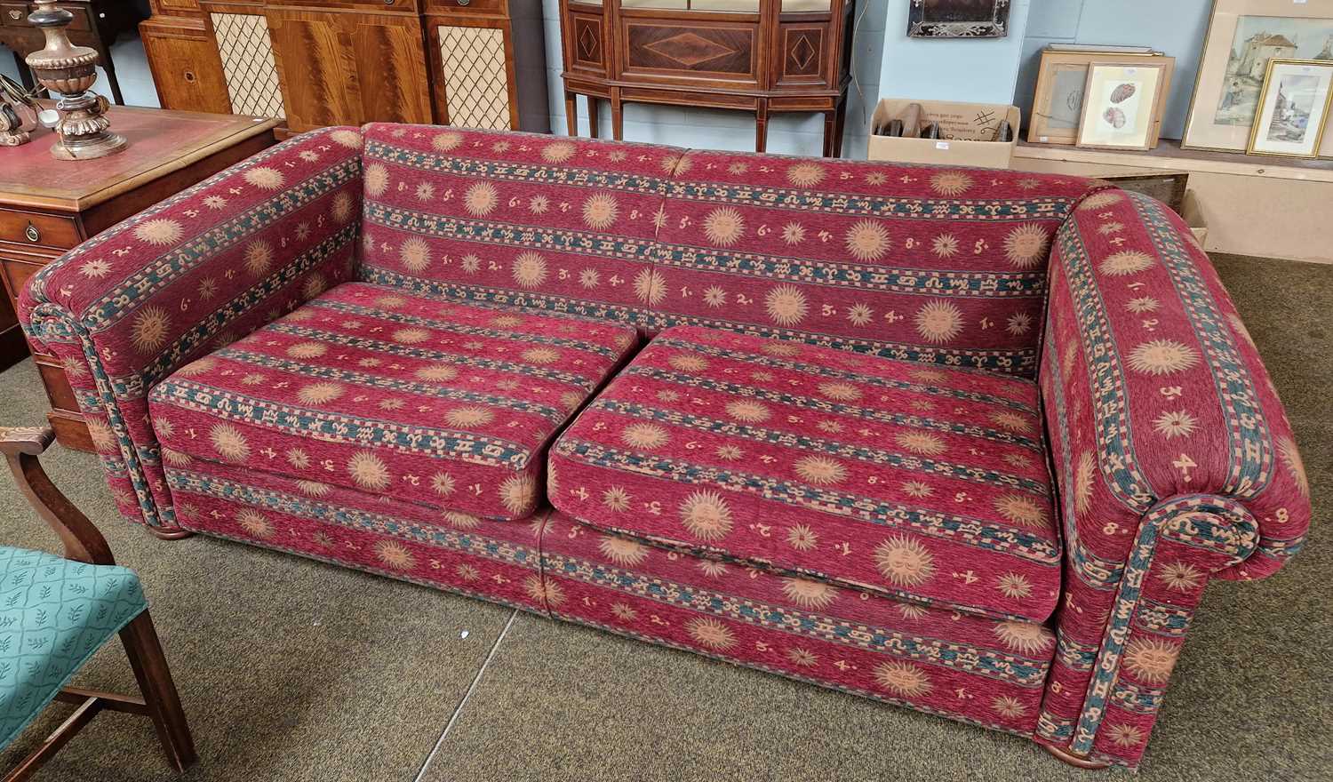 Digi Pattern Couch Lot 1323 - A Three-Seater Duresta Sofa, Aztec pattern