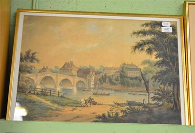 Lot 396 - J* Hanson 'Richmond Bridge' circa 1820, signed, watercolour