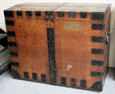 Lot 1175 - An 19th Century Oak Silver Chest, metal bound...