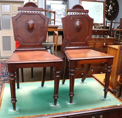 Lot 1306 - Pair of Victorian Mahogany Hall Chairs