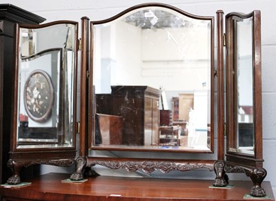 Lot 1288 - A Mahogany Triptych Dressing Table Mirror, on...