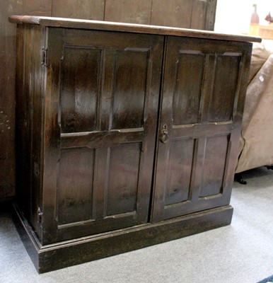 Lot 1456 - A Victorian Panelled Oak Double Door Cupboard,...