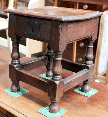 Lot 1356 - An 18th-century Joined Oak Box Stool, 34cm by...