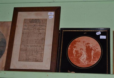 Lot 404 - An 18th century bill, etching and two engravings of classical subjects (4)