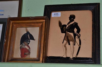 Lot 406 - Silhouette of an officer of 20th Regiment of Foot, cut out and painted circa 1800, together...