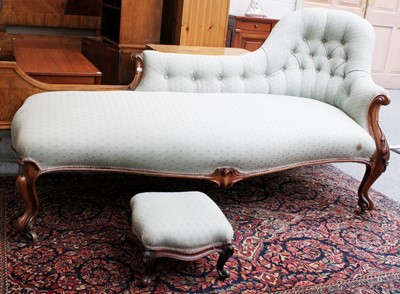 Lot 1443 - A Victorian Carved Walnut Chaise Longue,...