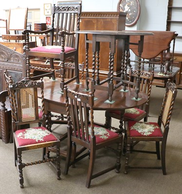 Lot 1349 - A 20th century Oak Drop Leaf Dining Table,...