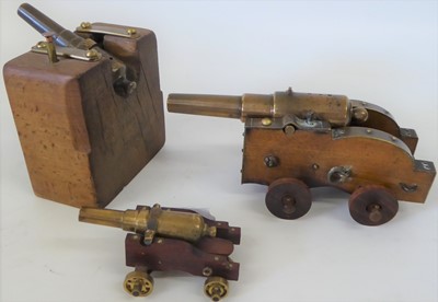 Lot 100 - Three 19th Century Small Bronze Signal Cannon,...