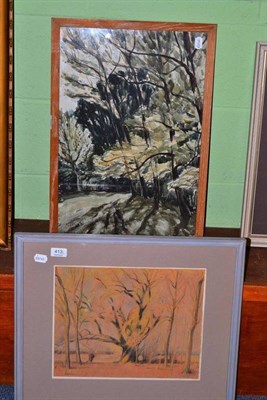 Lot 413 - Hugo Caudwell, ";Willows Spring";, signed and dated 1987, mixed media, together with a further...