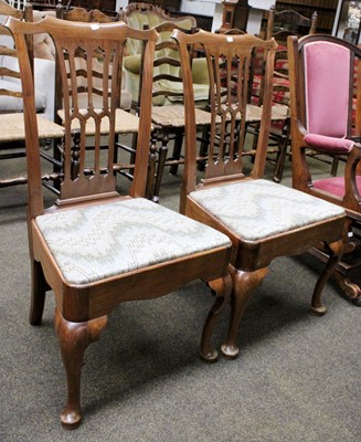 Lot 1336 - A Pair of George III Mahogany Side Chairs,...