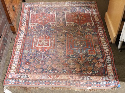 Lot 1203 - Khamseh Rug, the indigo field with four...