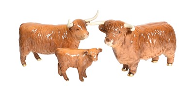 Lot 143 - Beswick Highland Cattle Comprising: Bull,...