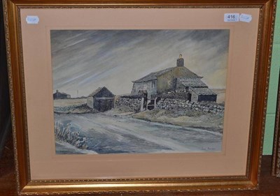 Lot 416 - Jane Pearson (contemporary) 'Tan Hill Inn', 'Bridge at Bainbridge, Wensleydale' and 'Greenhow',...