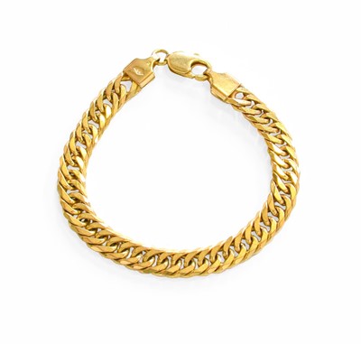 Lot 253 - A 9 Carat Gold Curb Link Bracelet, length 20cm