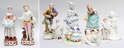 Lot 55 - Ten Continental Porcelain Figures, including...