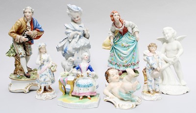 Lot 55 - Ten Continental Porcelain Figures, including...