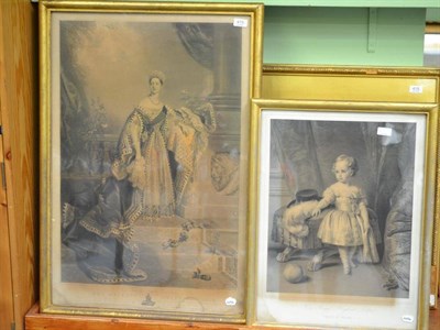 Lot 419 - After Chalon, engraving of Queen Victoria, together with an engraving of Prince Albert, Prince...