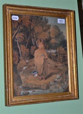 Lot 420 - James Roberts, pastel and watercolour portrait of a child gathering flowers, signed and dated 1799