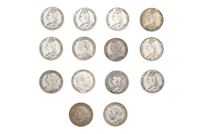 Lot 77 - 14x UK Silver Crowns, comprising: Victoria, 5x...