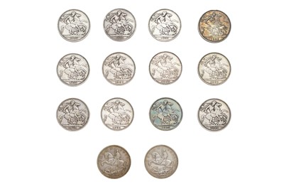 Lot 77 - 14x UK Silver Crowns, comprising: Victoria, 5x...