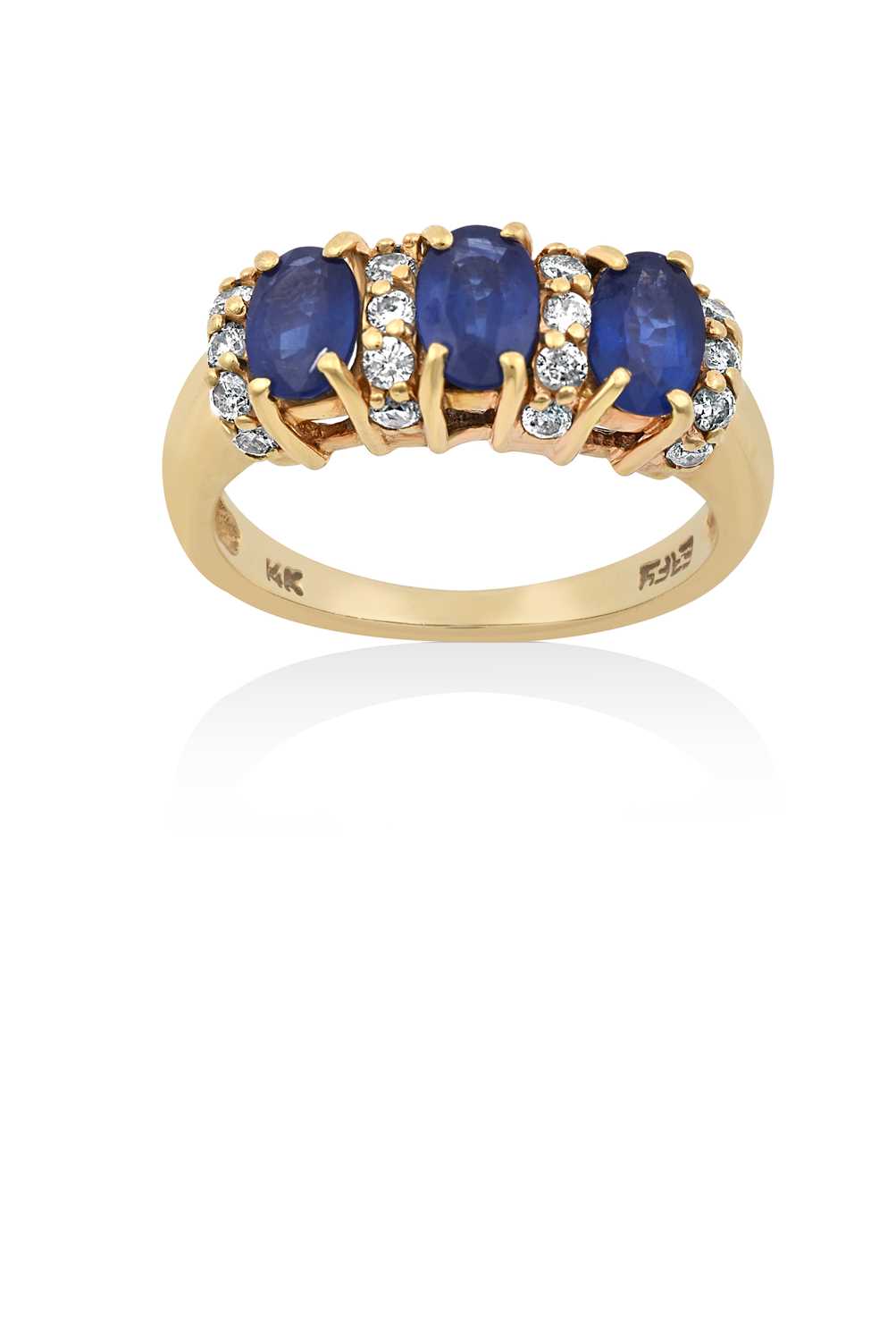 Lot 2149 - A Sapphire and Diamond Ring the three oval cut...
