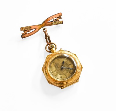 Lot 222 - A Lady's Fob Watch, circa 1900, inside back...