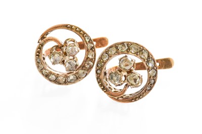 Lot 272 - A Pair of Diamond Earrings, of swirl design,...