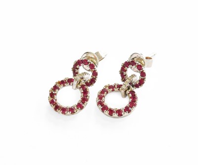 Lot 274 - A Pair of 18 Carat White Gold Synthetic Ruby...