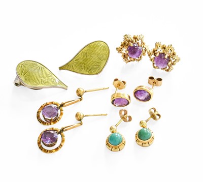 Lot 284 - Five Pairs of Earrings, comprising of a pair...