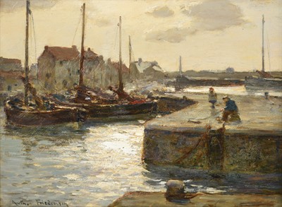 Lot 1093 - Arthur A Friedenson (1872-1955) Fishing off a...