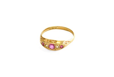 Lot 267 - An 18 Carat Gold Ruby and Diamond Five Stone...