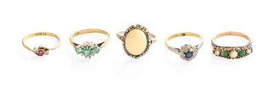 Lot 254 - Five Gem-Set Rings, including an 18 carat gold...